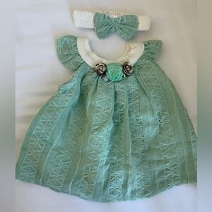 Mint Green Baby Dress with Headband
